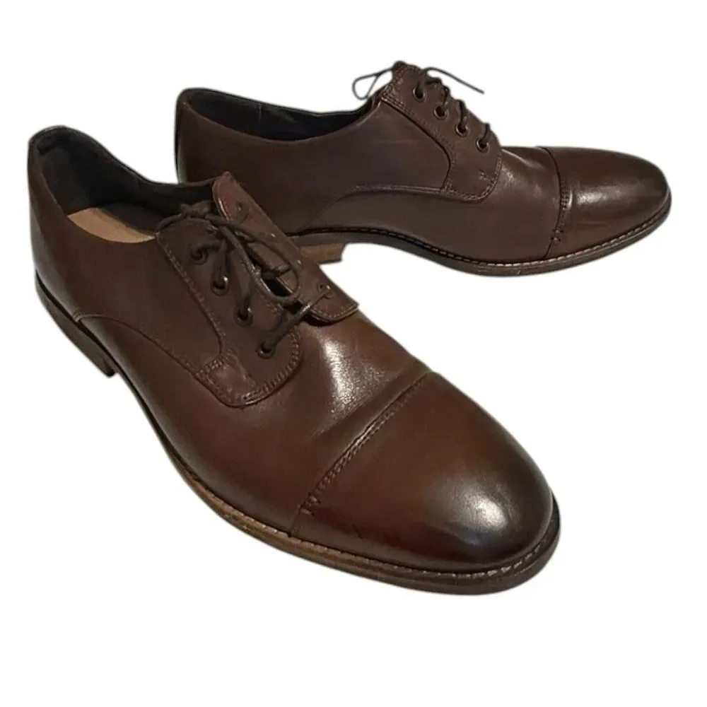 Nunn Bush 84652-200 Holt Lace-Up Brown Leather Cap Toe Oxfords shoes Men's 10 W
